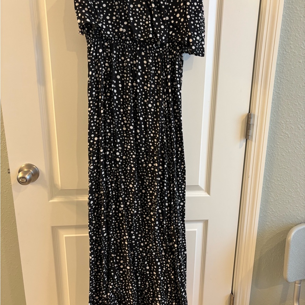 Elegant Black and White Polka Dot Dress